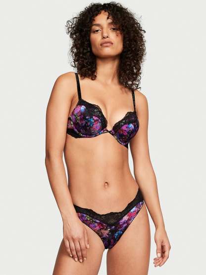 Shine Strap Cutout Lace Brazilian Panty