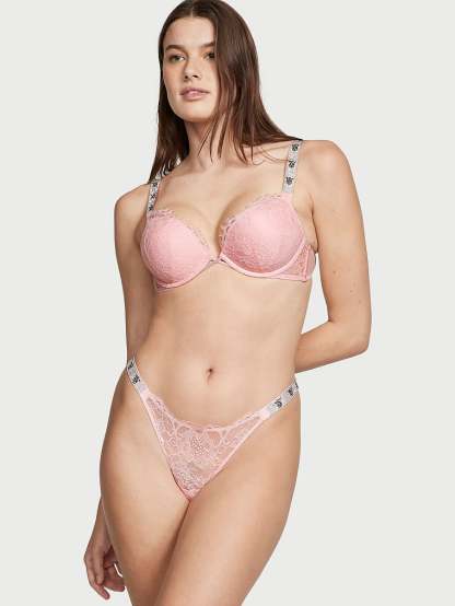 Shine Chain Strap Lace Brazilian Panty