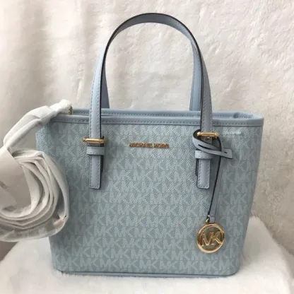 Michaethtl Kors XS Carry All Jet Set Travel Womens Tote (Pale Ocean) MK Signature