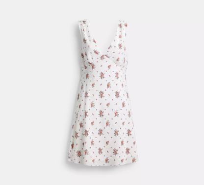 Spring Blossom Print Silk Dress
