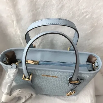 Michaethtl Kors XS Carry All Jet Set Travel Womens Tote (Pale Ocean) MK Signature