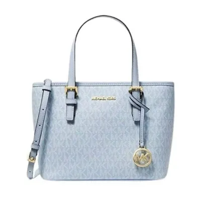Michaethtl Kors XS Carry All Jet Set Travel Womens Tote (Pale Ocean) MK Signature