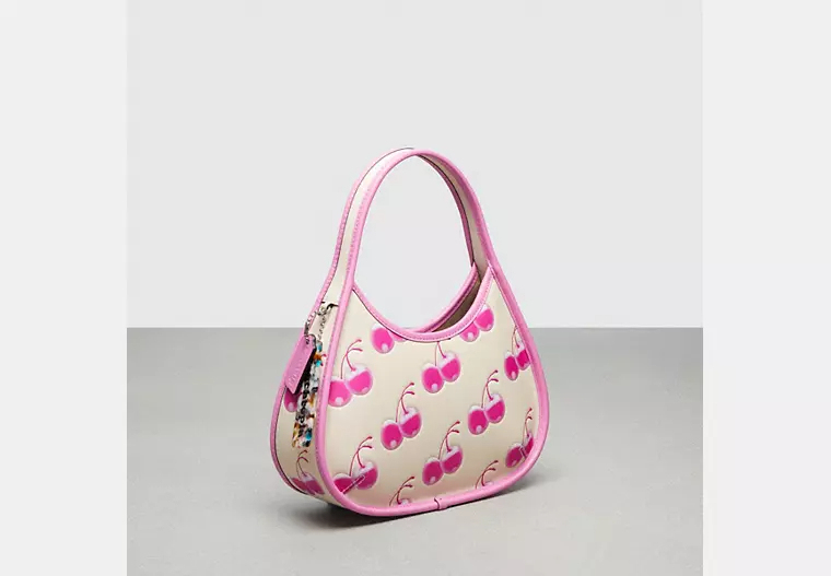Leather cherry print bag