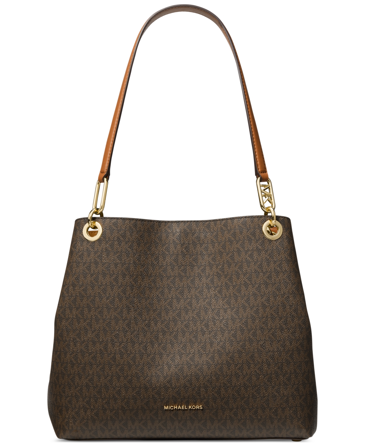 Michael Kensington Large Logo Shoulder Tote In Brn,acorn