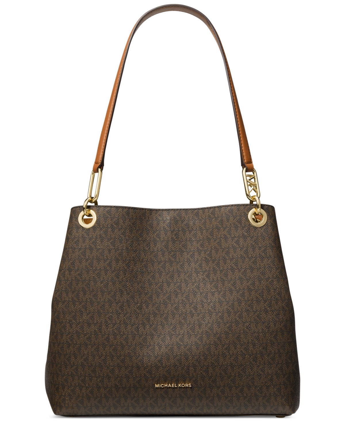 Michael Kensington Large Logo Shoulder Tote In Brn,acorn