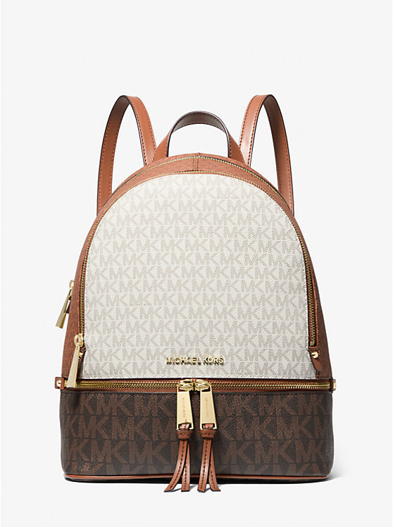 Rhea Medium Color-Block Logo Backpack