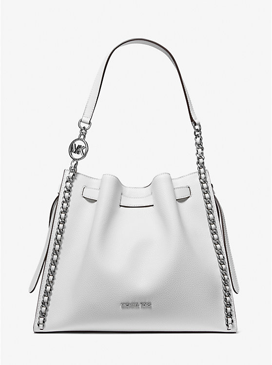 Mina Large Chain Shoulder Bag - OPTIC WHITE