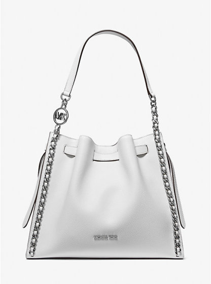 Mina Large Chain Shoulder Bag - OPTIC WHITE