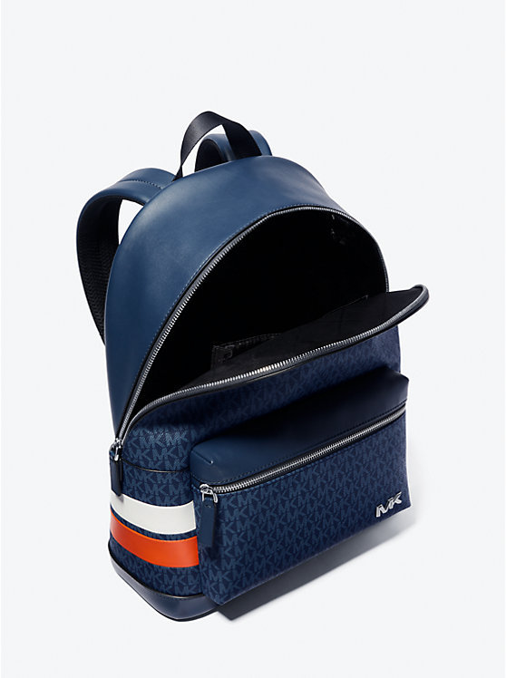 Rivington Striped Signature Logo Stripe Backpack - ADMRL/PLBLUE