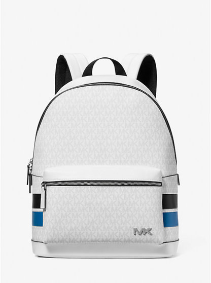 Rivington Striped Signature Logo Stripe Backpack - BRIGHT WHT