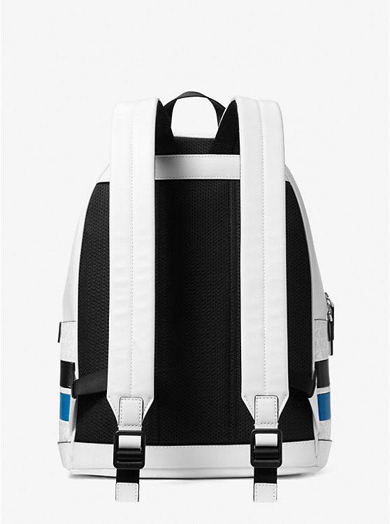 Rivington Striped Signature Logo Stripe Backpack - BRIGHT WHT
