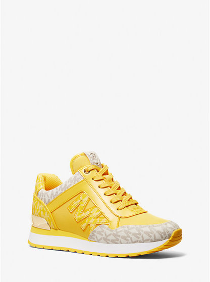 Maddy Two-Tone Signature Logo and Mesh Trainer - GOLDEN YELLOW