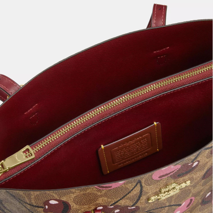 Mollie Tote Bag 25 In Signature Canvas With Cherry Print