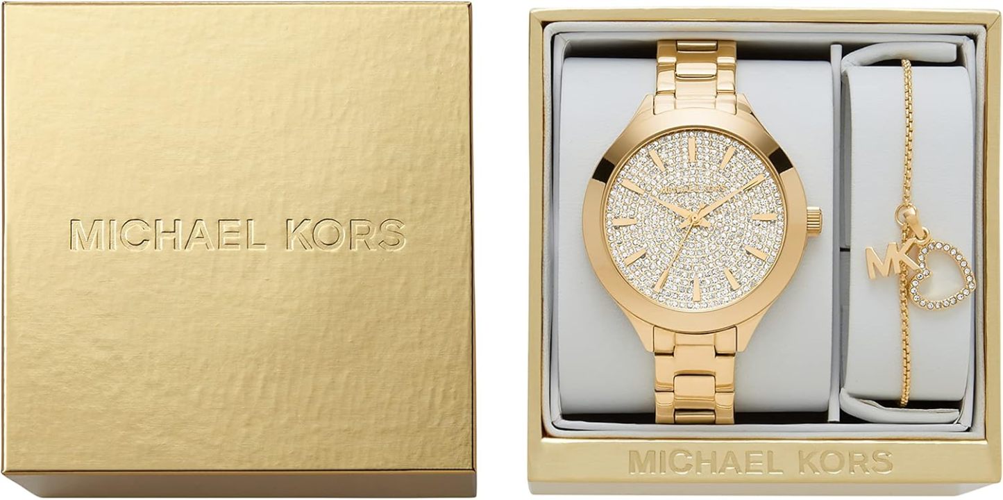 Michael Kors Slim Runway Women's Watch, Stainless Steel Bracelet Watch for Women
