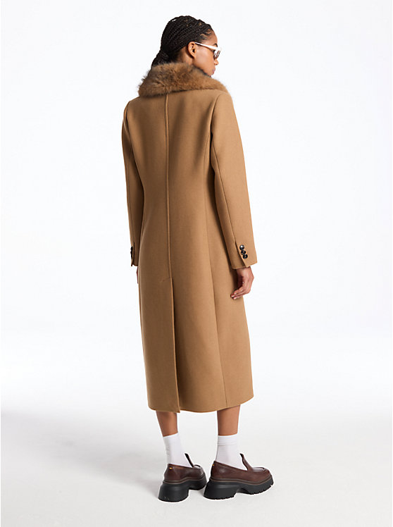 Faux Fur Collar Wool Blend Coat