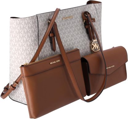 Michthtael Kors Charlotte Large 3-in-1 Tote Crossbody Handbag Leather