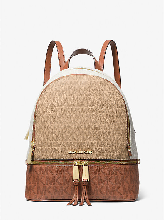 Rhea Medium Color-Block Logo Backpack