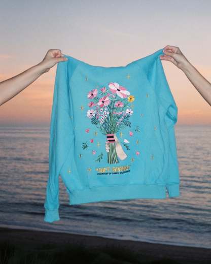 "Gift Giving" Oversized Lux Hoodie in Blue