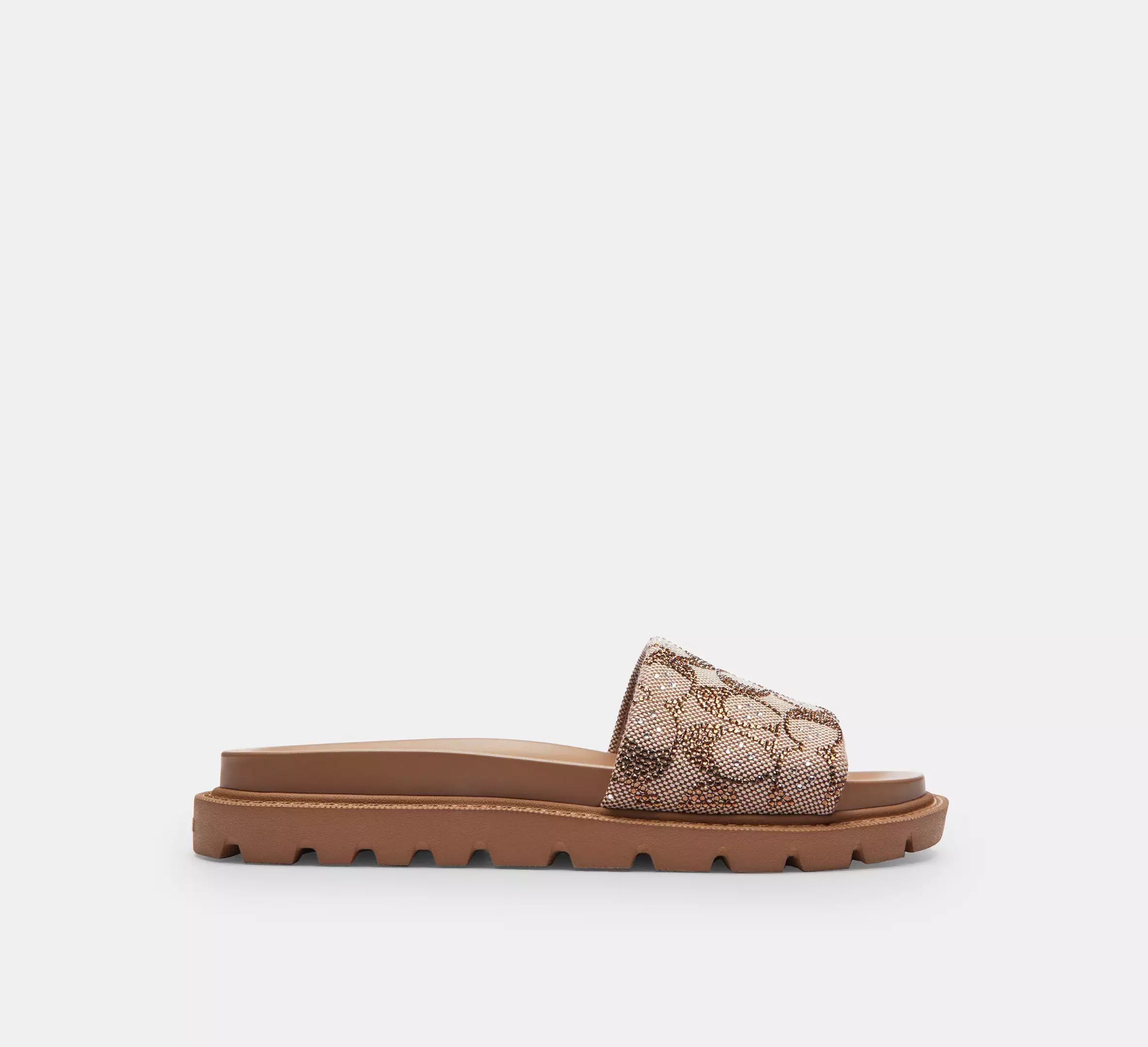 Brynn Slide Sandal In Crystal Signature Jacquard