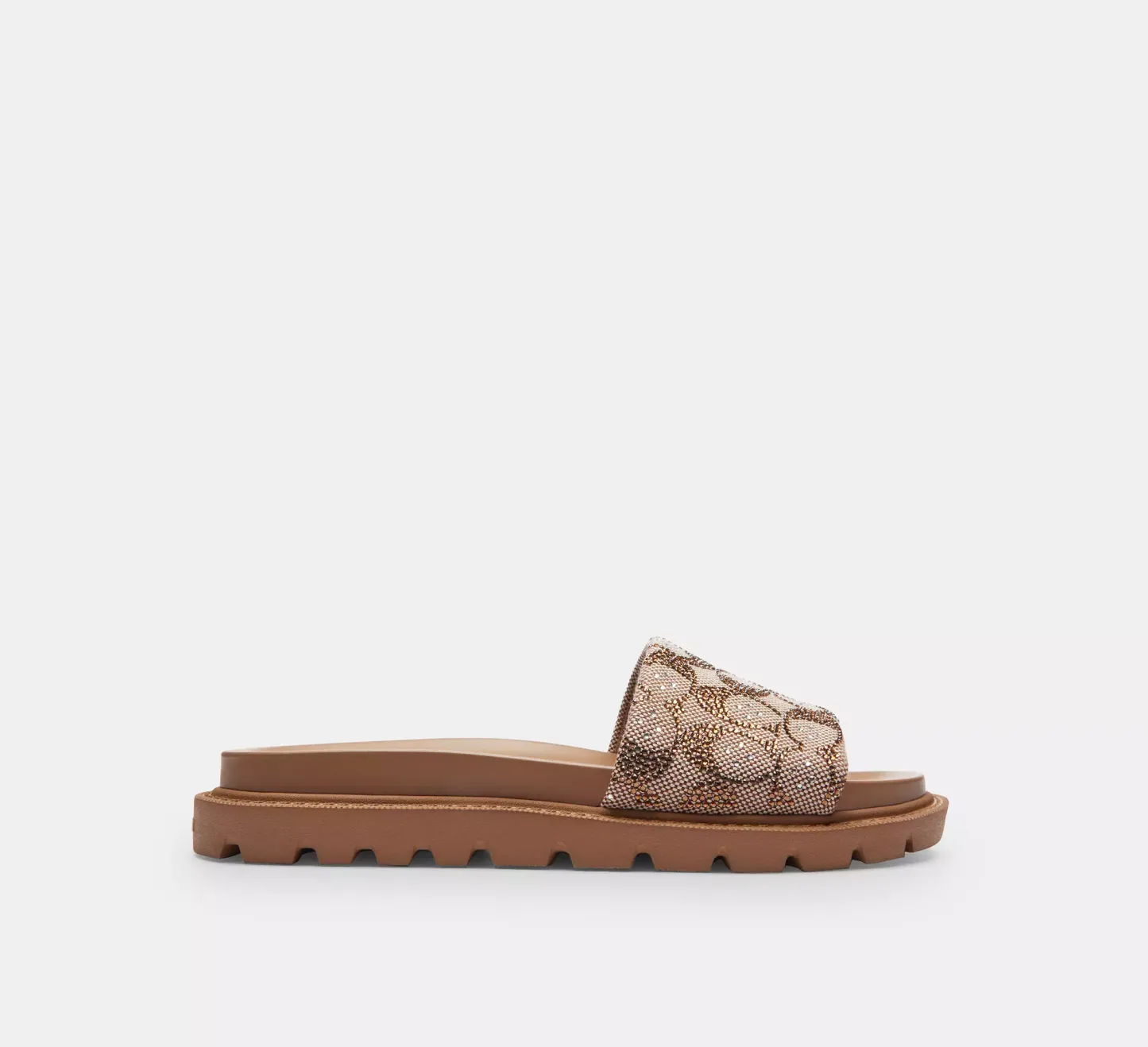 Brynn Slide Sandal In Crystal Signature Jacquard