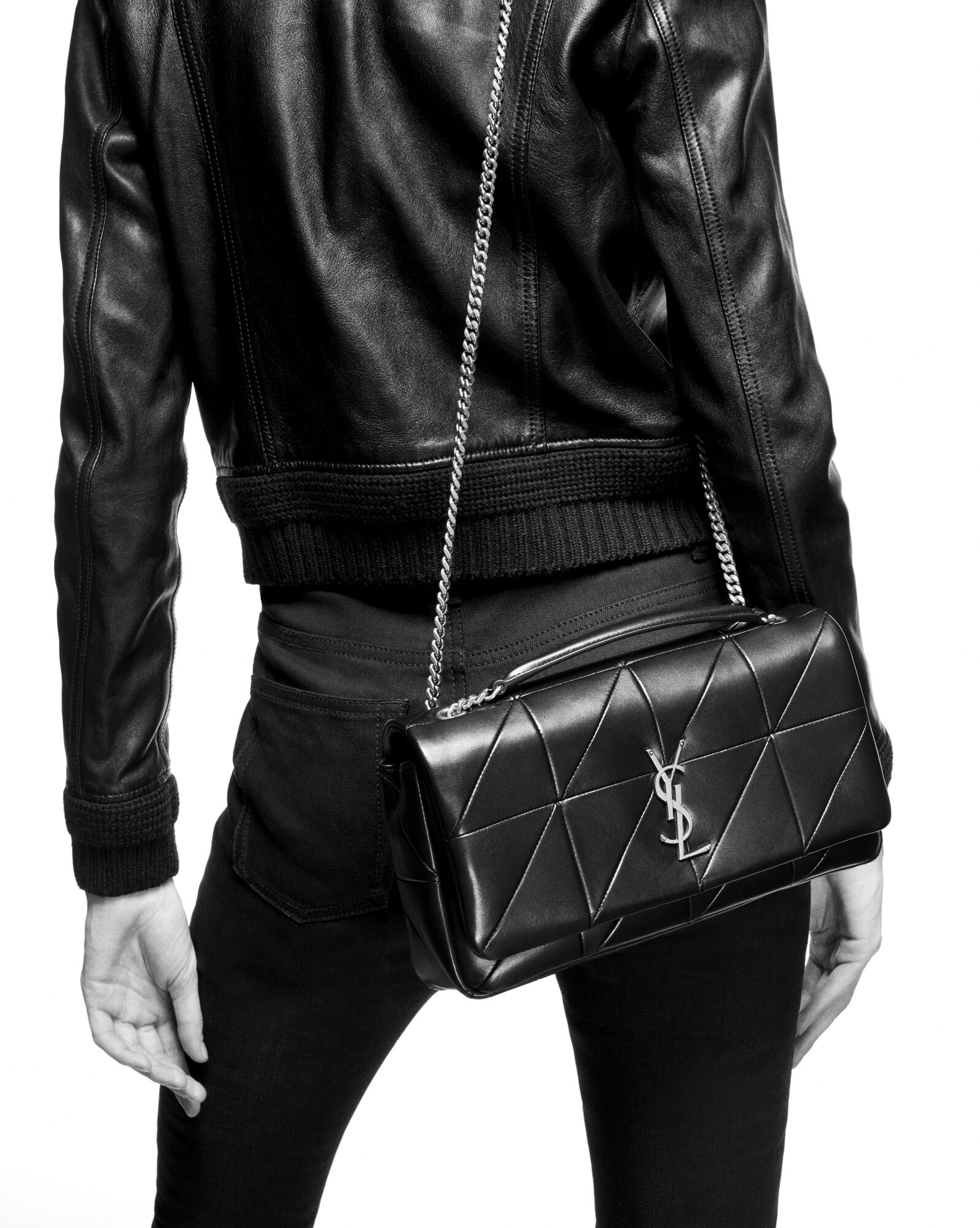 JAMIE MEDIUM "CARR RIVE GAUCHE" IN TEXTURED SATIN-BLACK