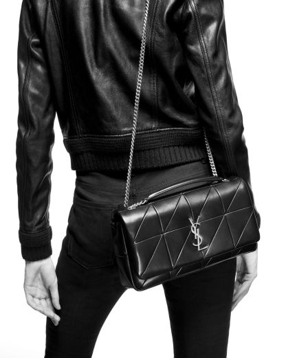 JAMIE MEDIUM "CARR RIVE GAUCHE" IN TEXTURED SATIN-BLACK