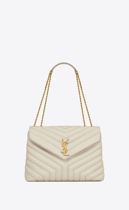 MEDIUM LOULOU IN QUILTED LEATHER-White