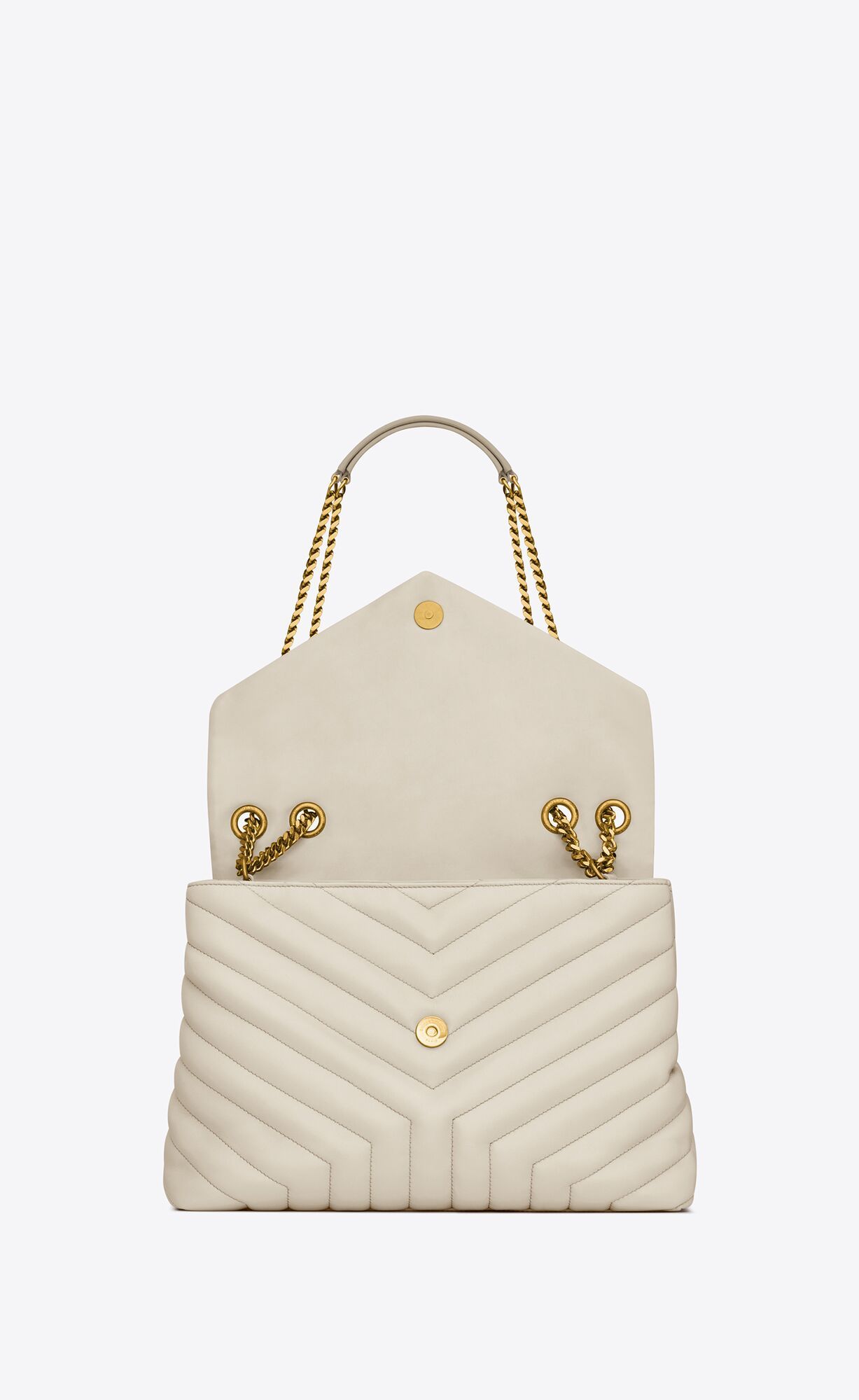 MEDIUM LOULOU IN QUILTED LEATHER-White