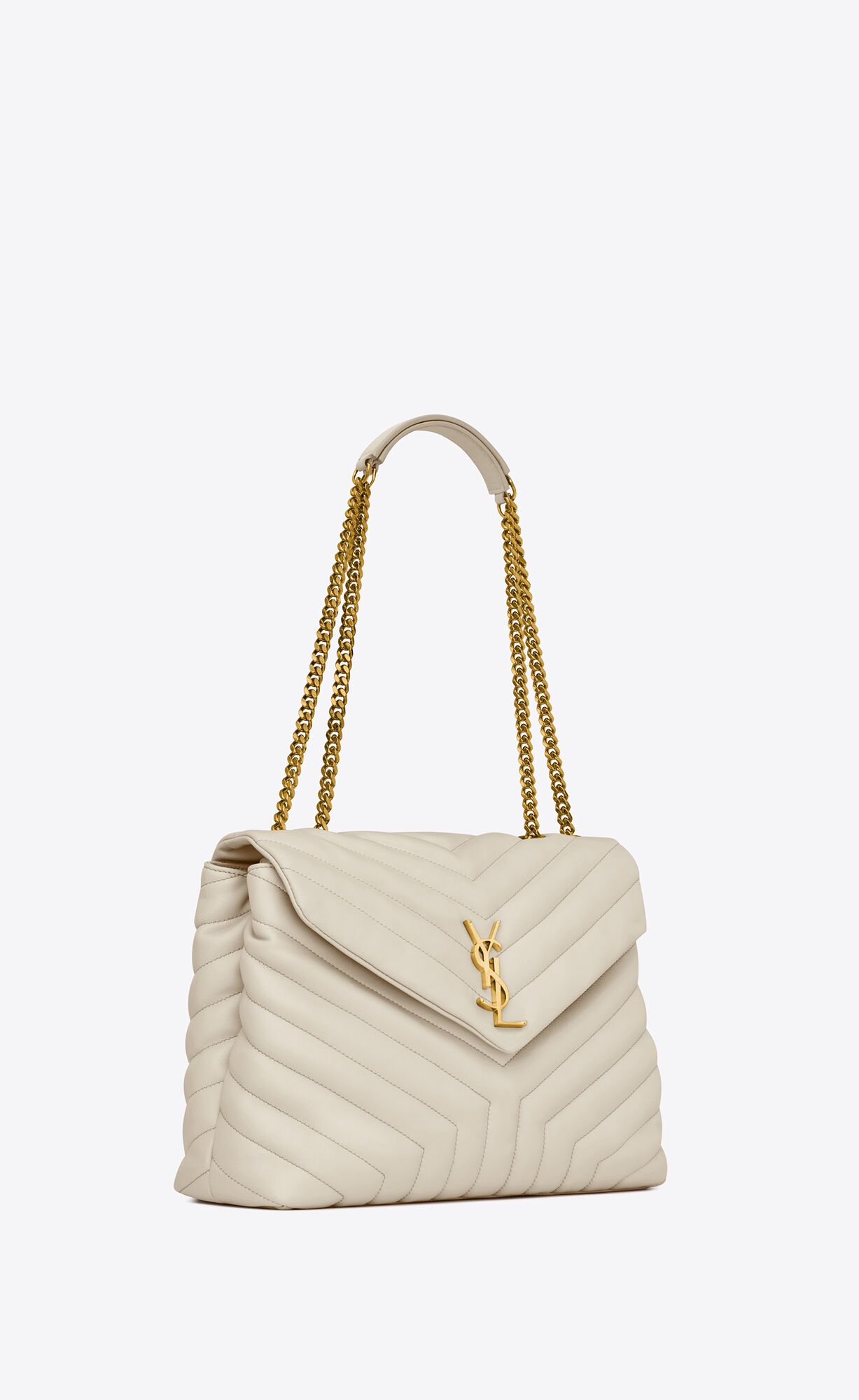 MEDIUM LOULOU IN QUILTED LEATHER-White