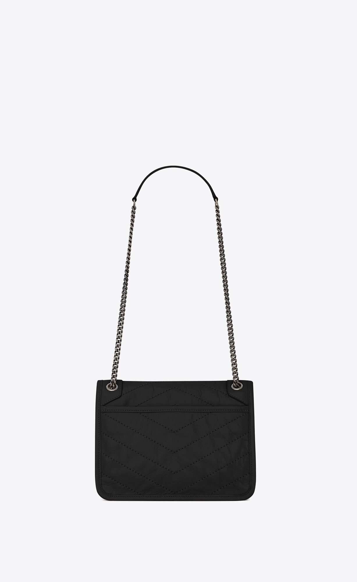 NIKI BABY CHAIN BAG IN CRINKLED VINTAGE LEATHER-BLACK