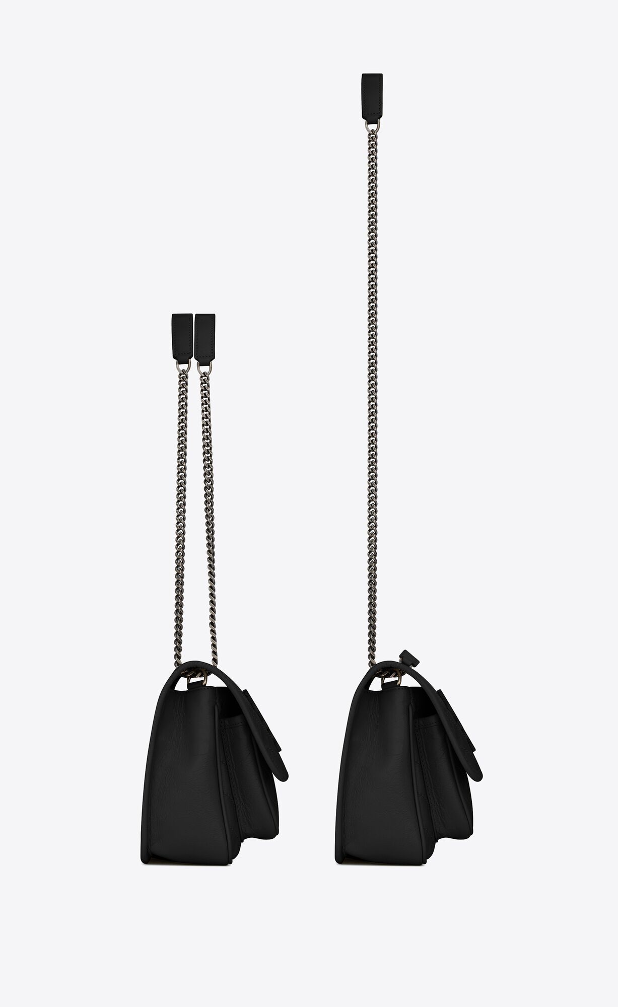 NIKI BABY CHAIN BAG IN CRINKLED VINTAGE LEATHER-BLACK