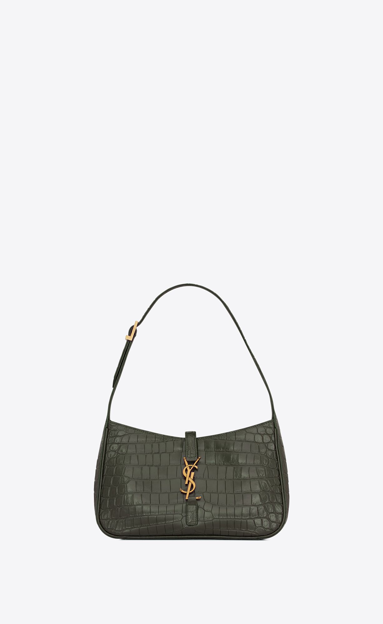LE 5  7 IN CROCODILE-EMBOSSED LEATHER-VERT FONCE