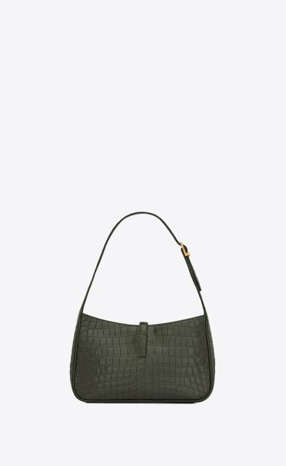LE 5  7 IN CROCODILE-EMBOSSED LEATHER-VERT FONCE