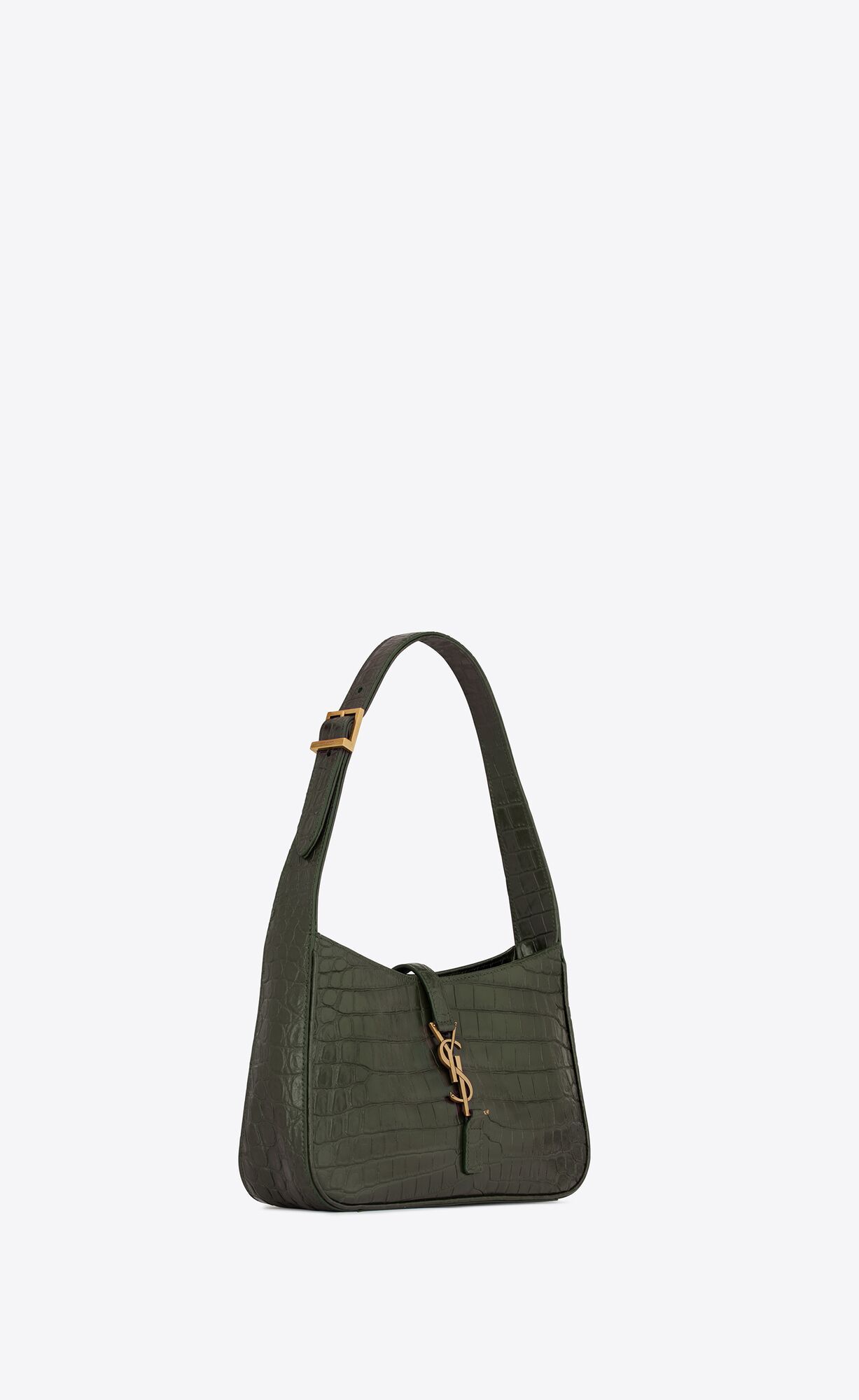 LE 5  7 IN CROCODILE-EMBOSSED LEATHER-VERT FONCE