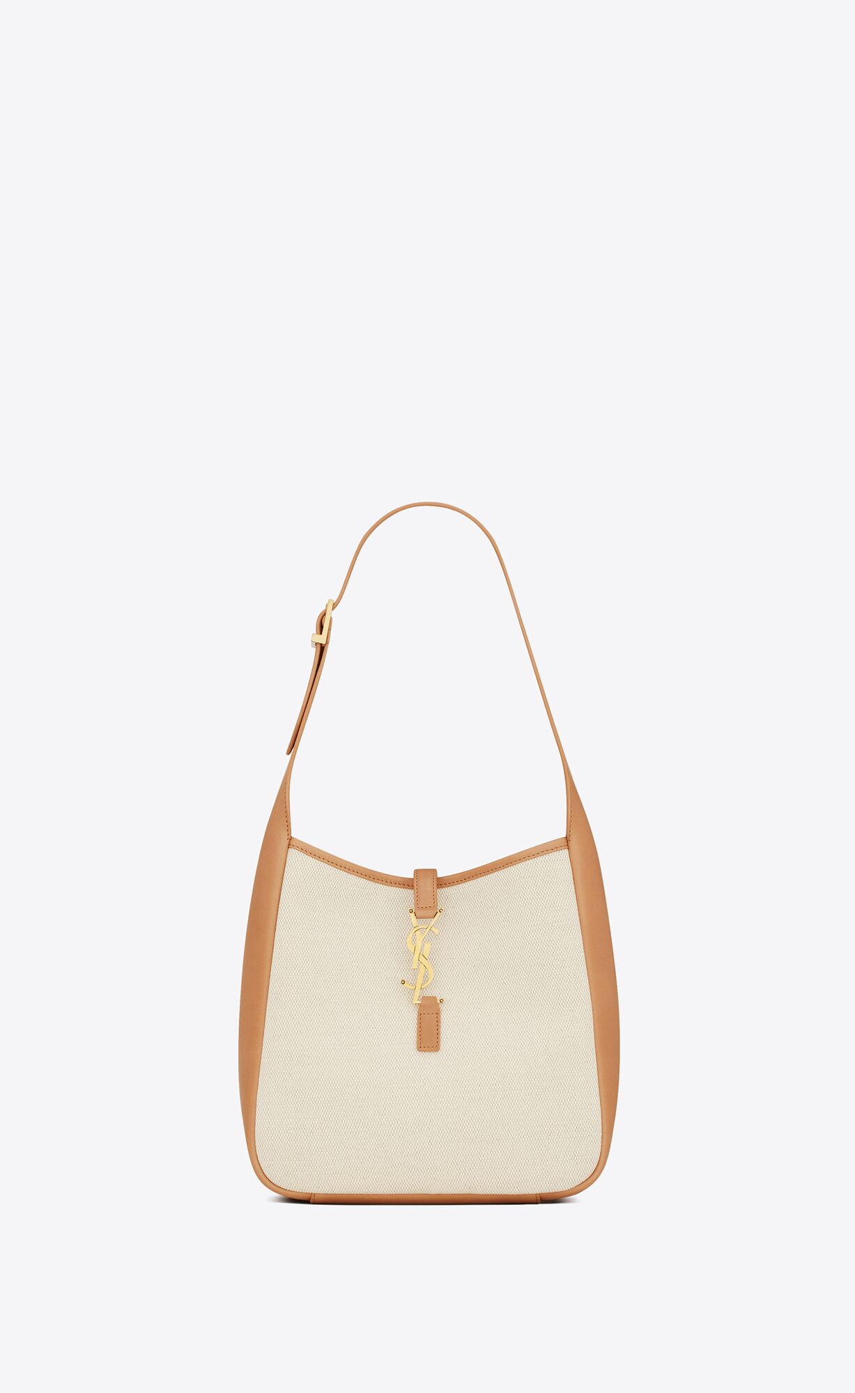 SMALL LE 5 7 SUPPLE IN CANVAS AND SMOOTH LEATHER-WHITE