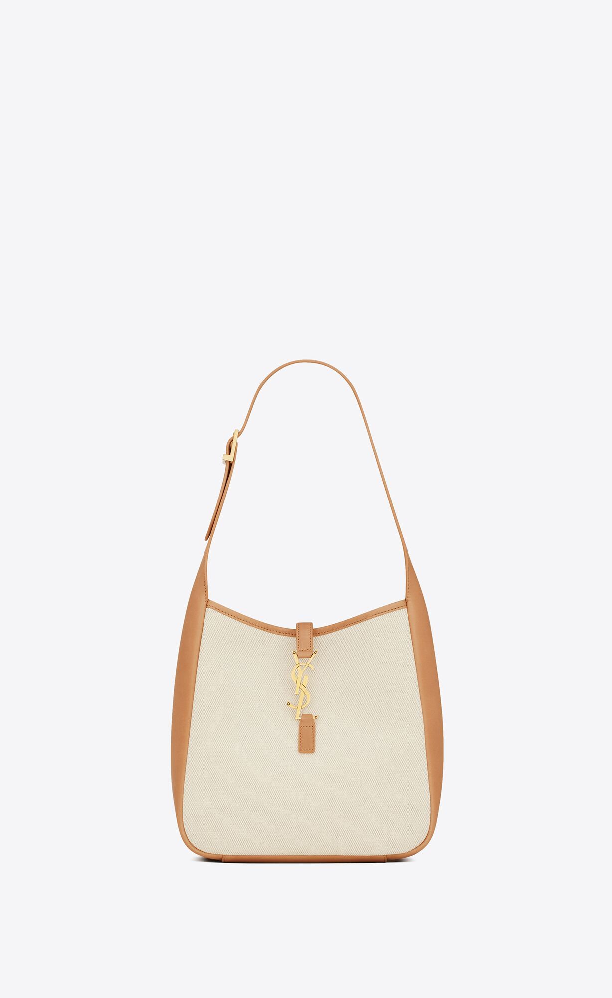 SMALL LE 5 7 SUPPLE IN CANVAS AND SMOOTH LEATHER-WHITE