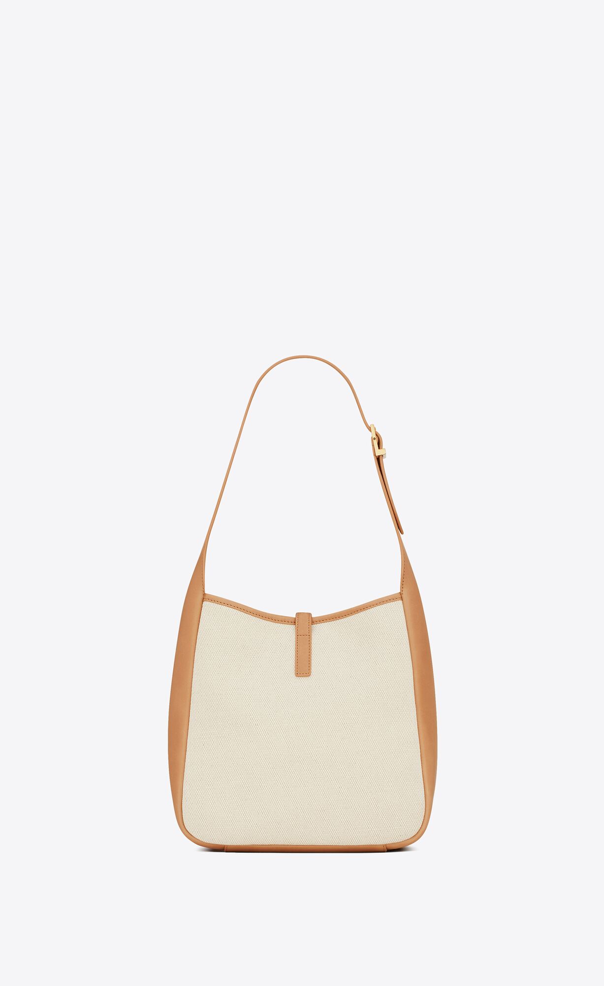 SMALL LE 5 7 SUPPLE IN CANVAS AND SMOOTH LEATHER-WHITE
