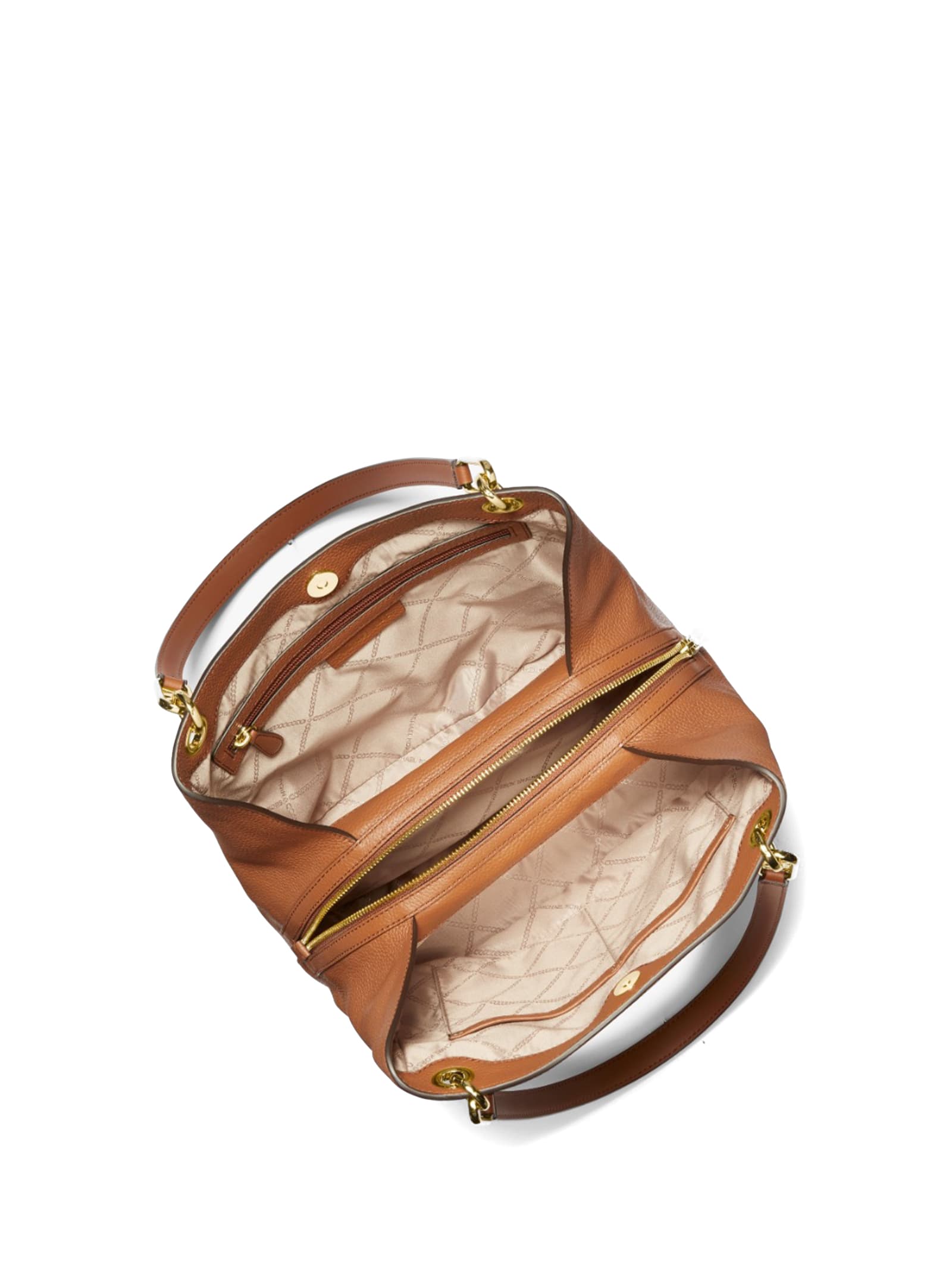 Michael Kensington Large Leather Shoulder Tote In Luggage