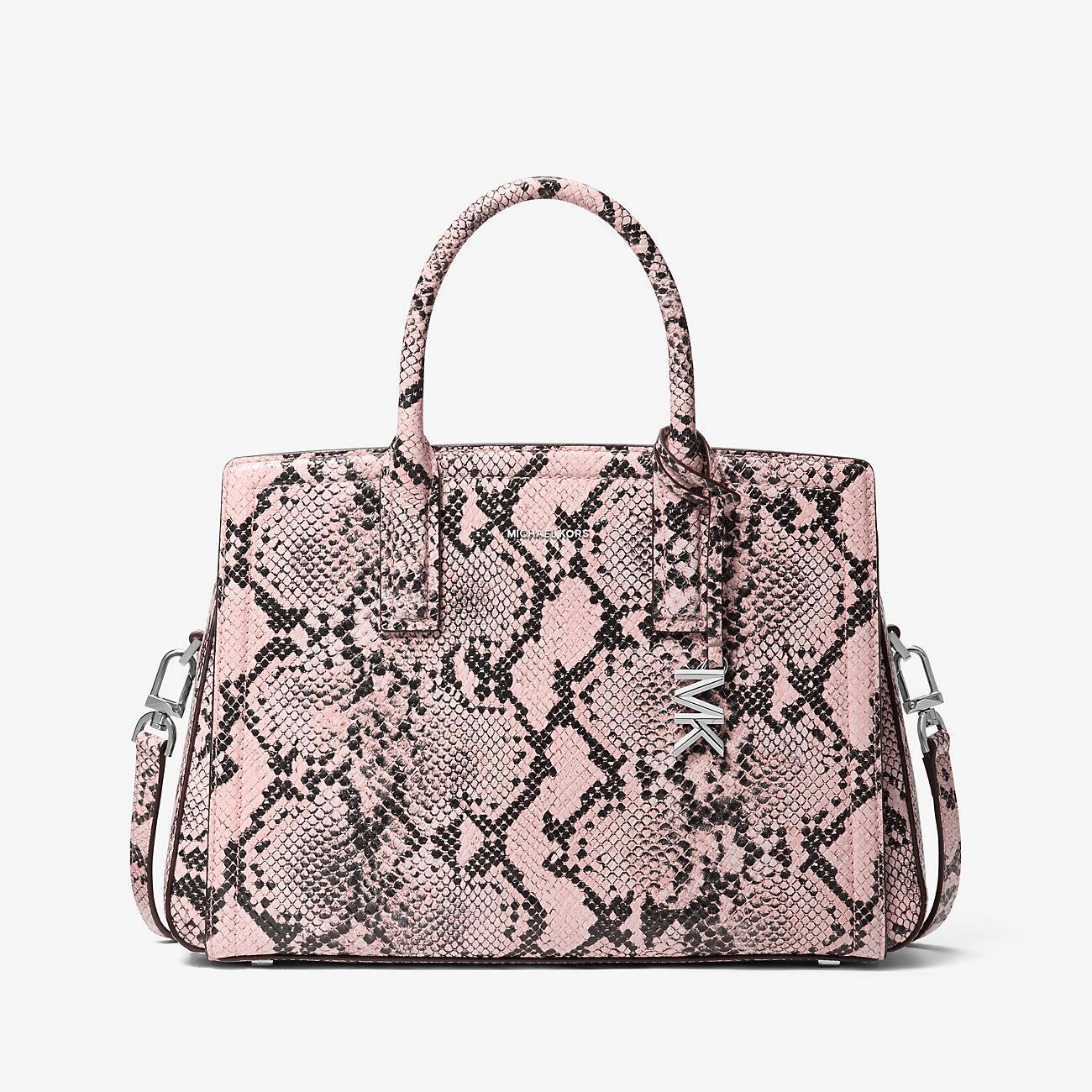 Laila Medium Snake Embossed Leather Satchel