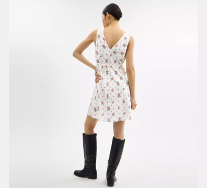 Spring Blossom Print Silk Dress