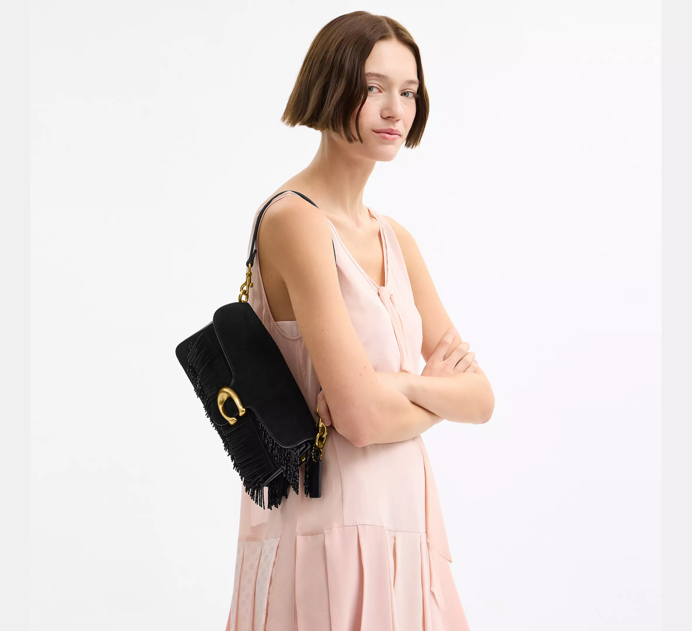 Tabby Shoulder Bag 26 With Crystal Beaded Fringe