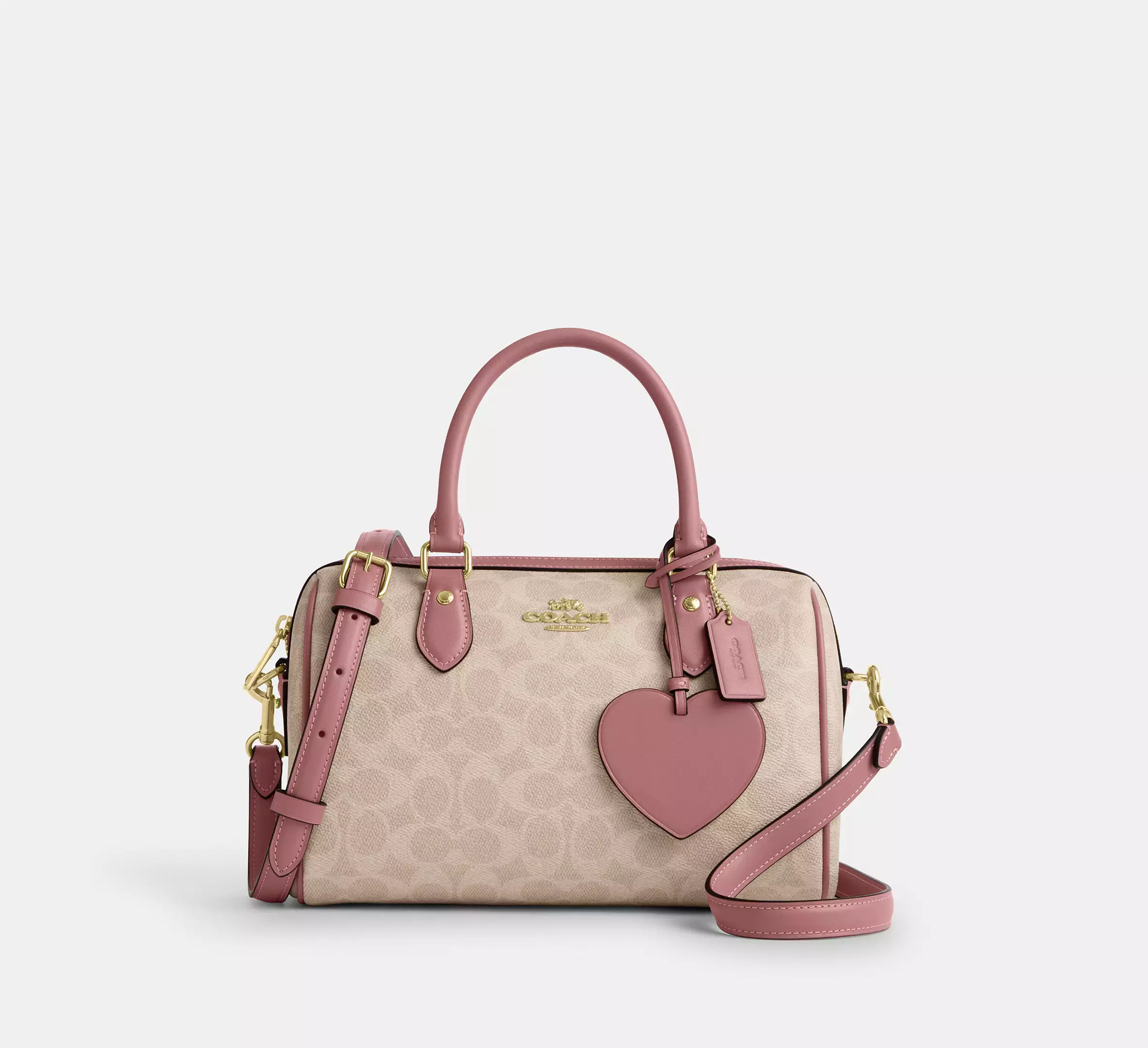 Rowan Satchel Bag In Signature Canvas With Heart Charm
