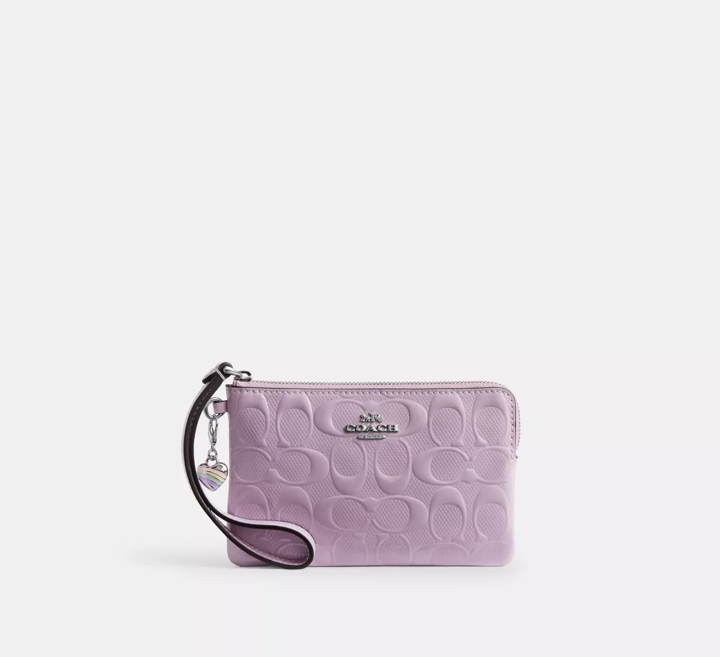 Corner Zip Wristlet In Signature Leather With Heart Charm