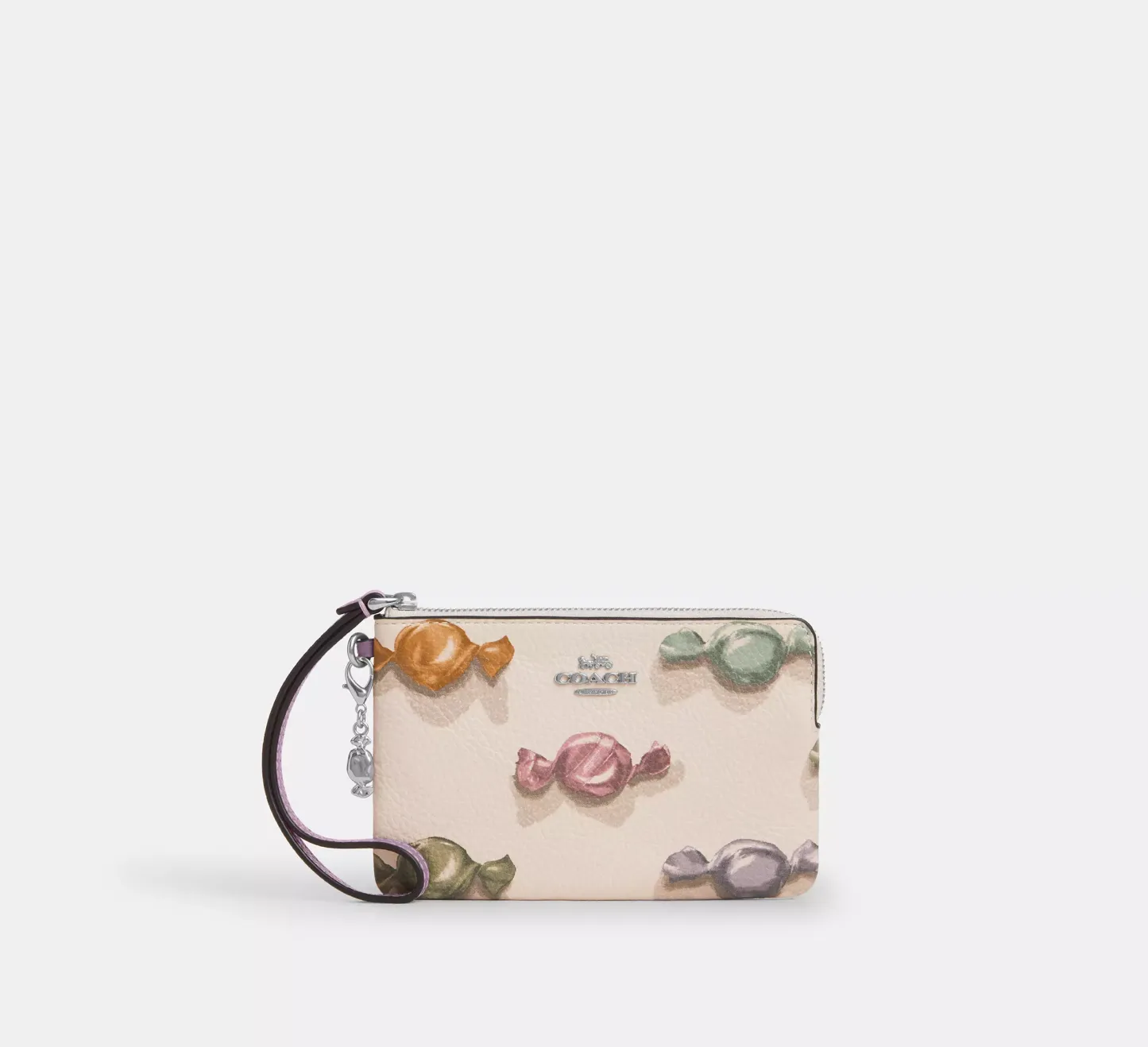 Corner Zip Wristlet In Signature Leather With Heart Charm