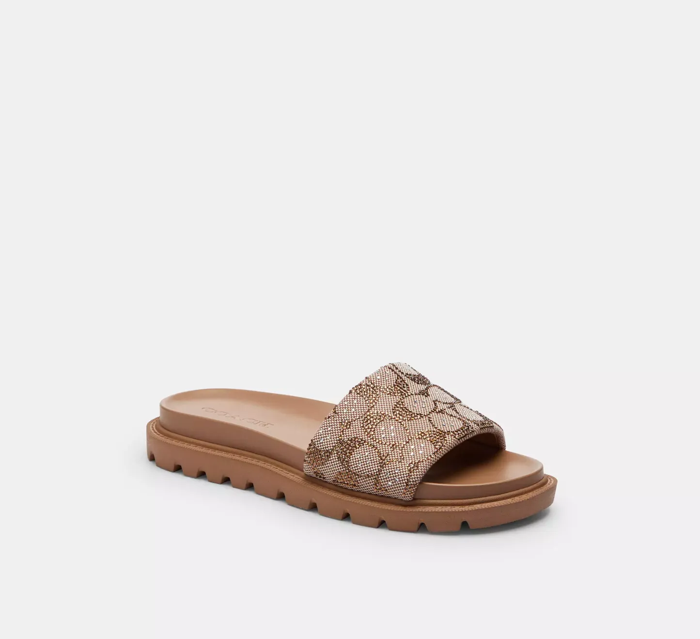 Brynn Slide Sandal In Crystal Signature Jacquard