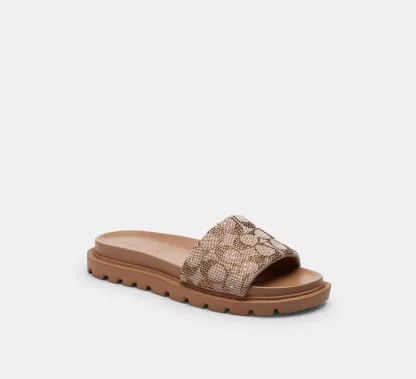 Brynn Slide Sandal In Crystal Signature Jacquard