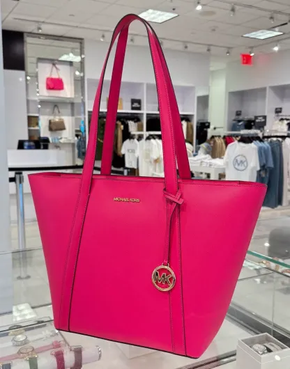 MICHAEL KORS PRATT LARGE TOP ZIP SHOULDER TOTE BAG ELECTRIC PINK