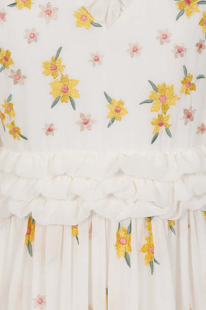 White Floral Embroidered Maxi Dress