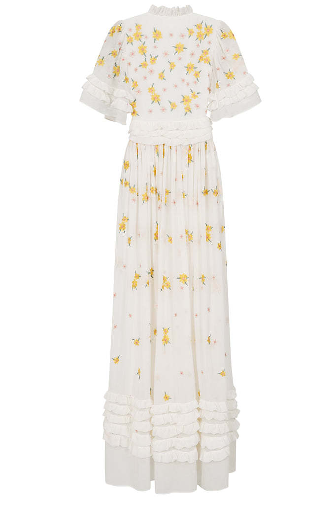 White Floral Embroidered Maxi Dress