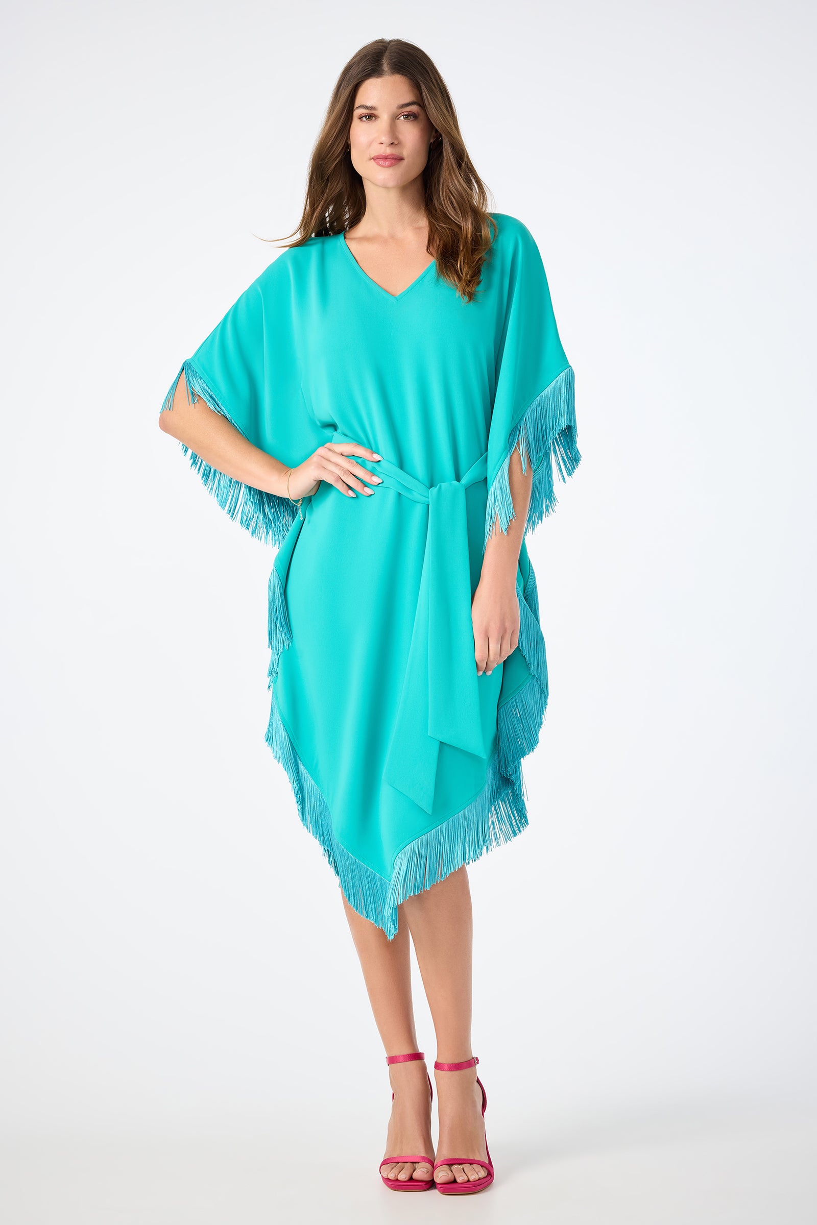 Toulouse Short-Sleeve Fringe Dress